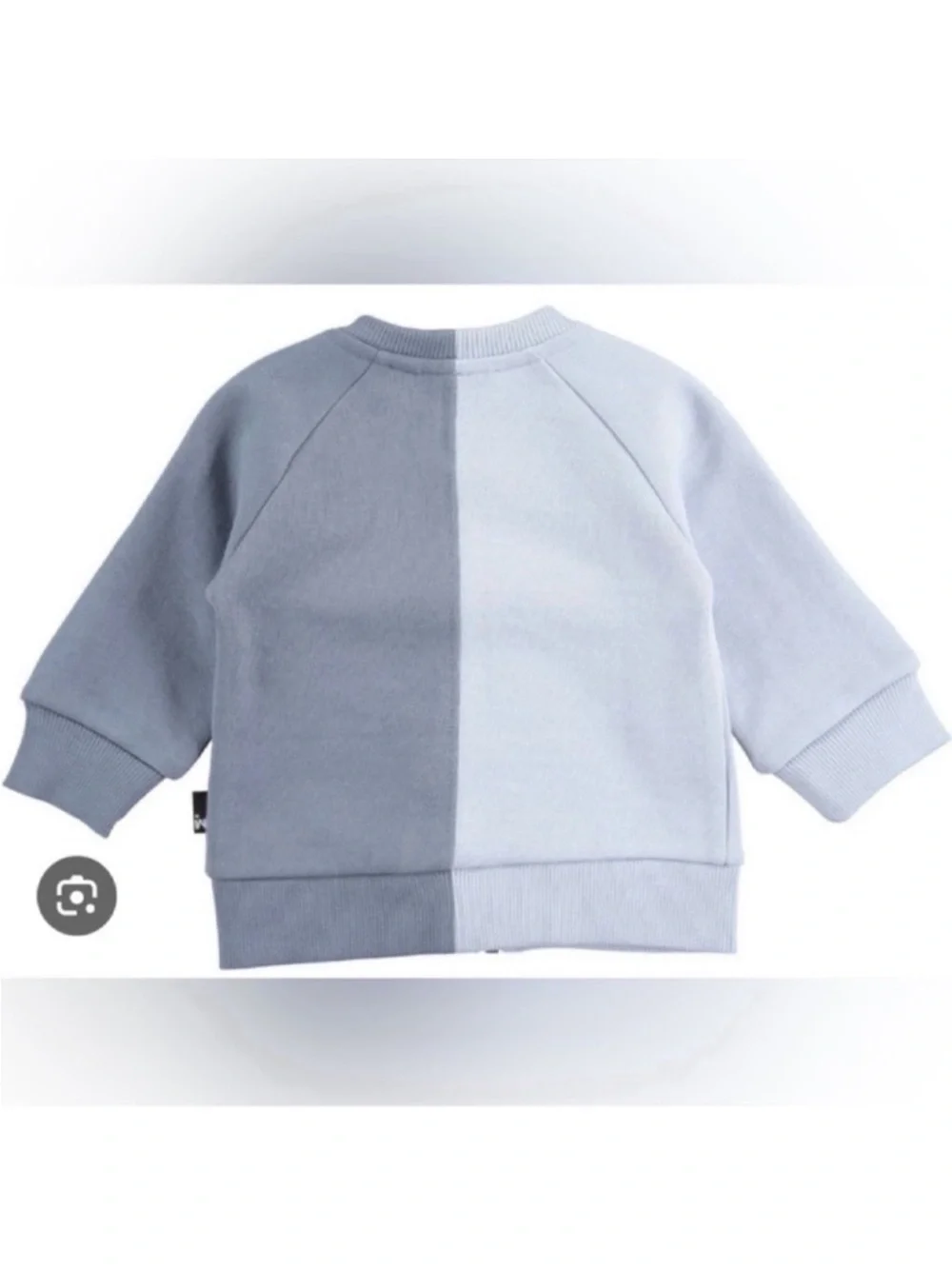 Molo Baby Two-Tone Light Blue Zip Sweatshirt Size 18 Months Organic Cotton